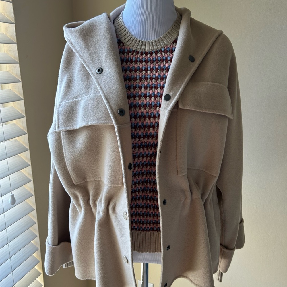 Weekend Max Mara Rango Hooded Wool Jacket in gorgeous Sand color Sz 2